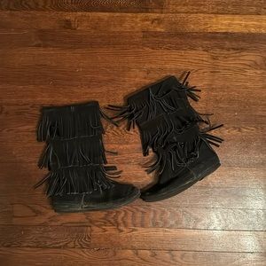 Moccasin fringe boots - Black size 7